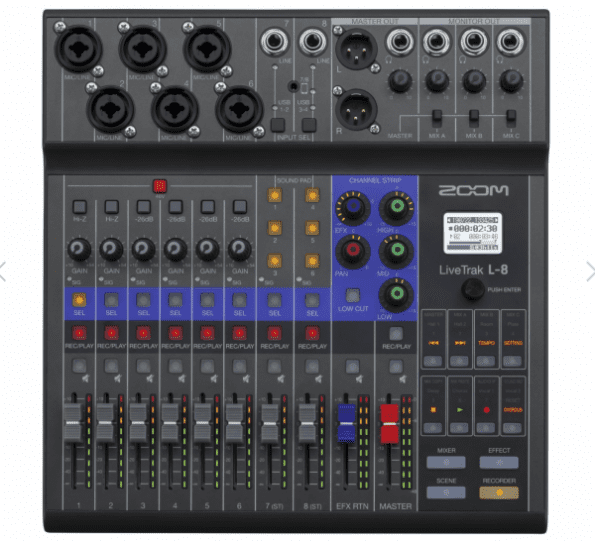 Zoom LiveTrak L8 8channel Digital Mixer / Recorder Mac Star Cameras